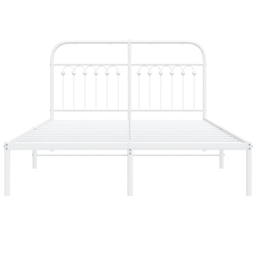 8721102645372_g_en_hd_2 vidaXL Metal Bed Frame without Mattress with Headboard White 135x190 cm - Image 4