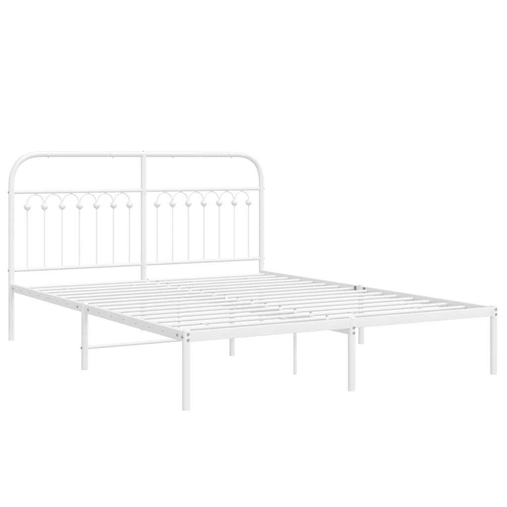 8721102645402_g_en_hd_1 vidaXL Metal Bed Frame without Mattress with Headboard White 150x200 cm - Image 3