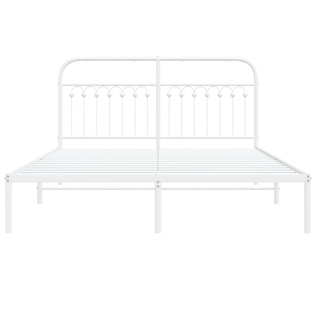 8721102645402_g_en_hd_2 vidaXL Metal Bed Frame without Mattress with Headboard White 150x200 cm - Image 4