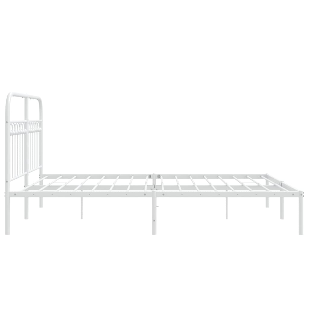 8721102645402_g_en_hd_3 vidaXL Metal Bed Frame without Mattress with Headboard White 150x200 cm - Image 5