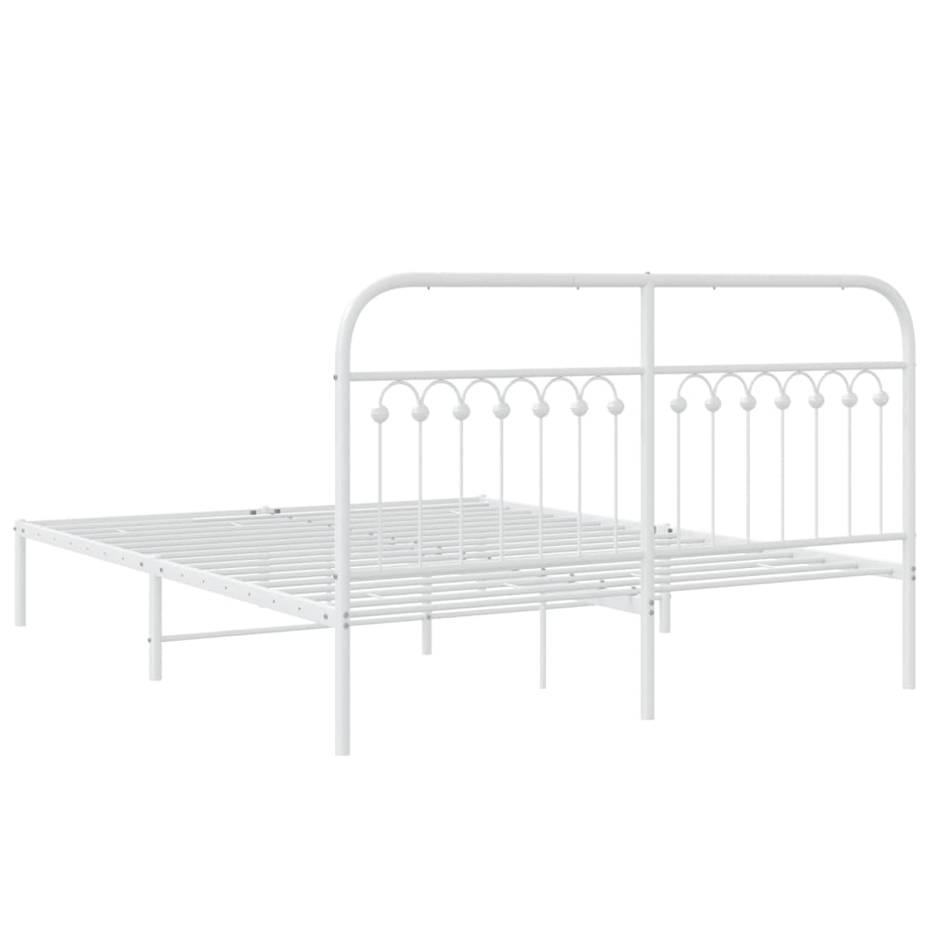 8721102645402_g_en_hd_4 vidaXL Metal Bed Frame without Mattress with Headboard White 150x200 cm - Image 6