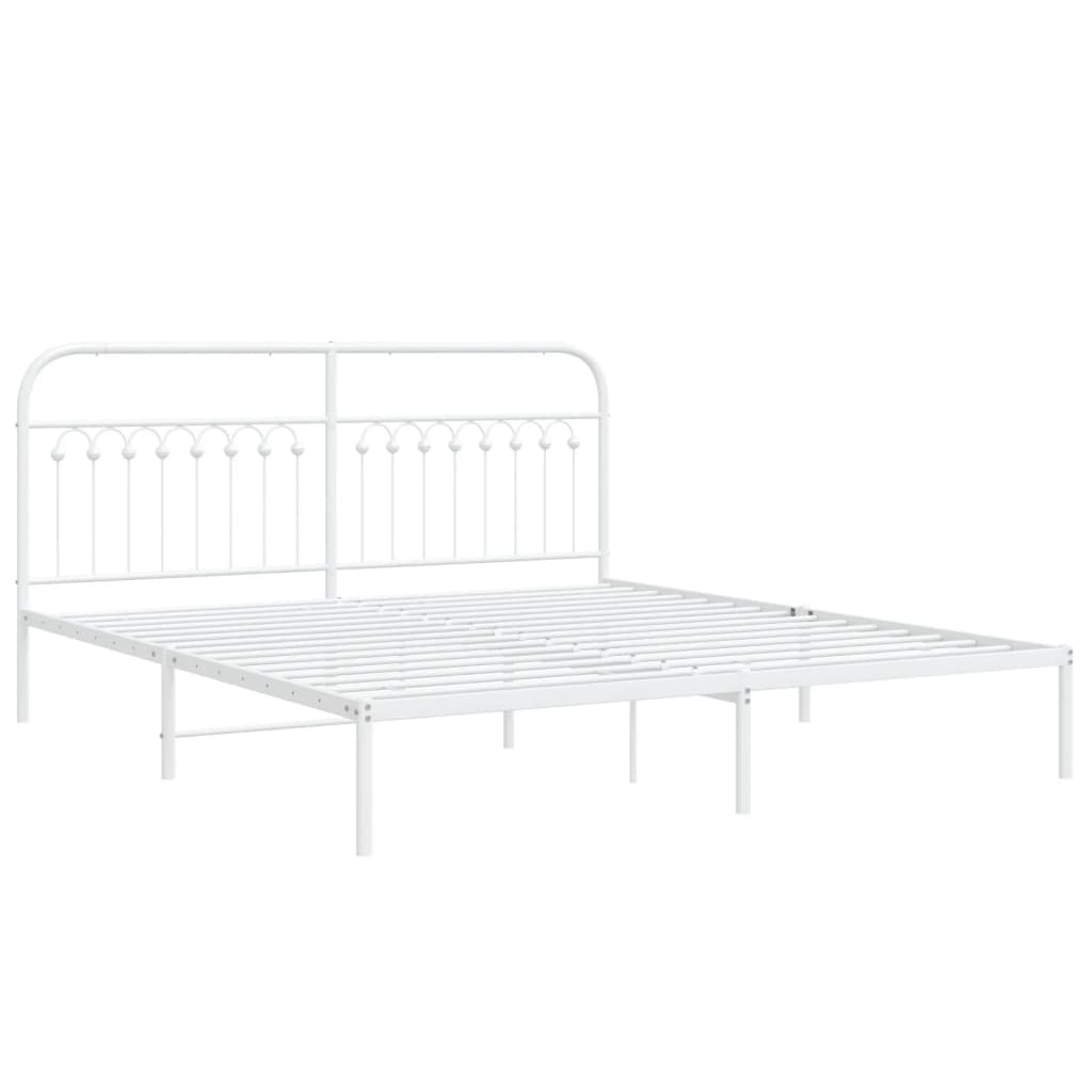 8721102645426_g_en_hd_1 vidaXL Metal Bed Frame without Mattress with Headboard White 183x203 cm King - Image 3