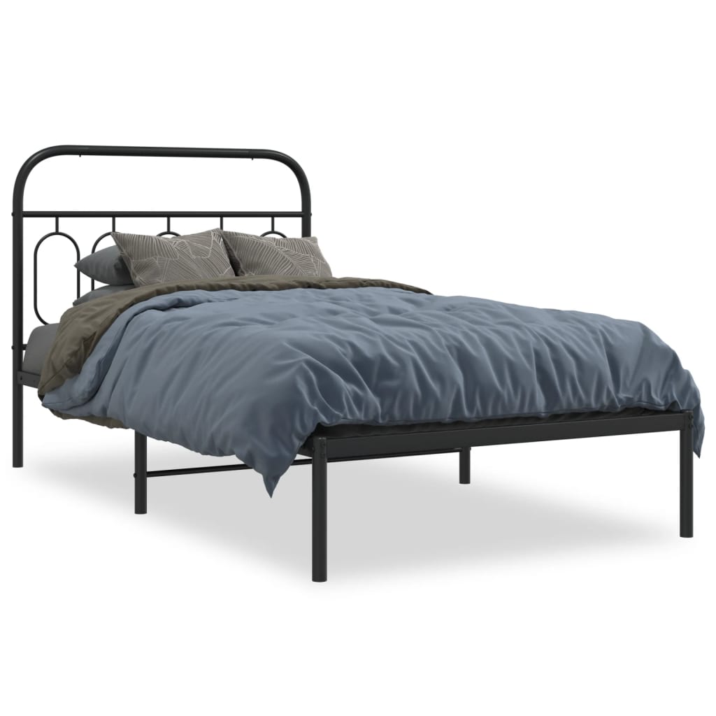 8721102645839_a_en_hd_1 vidaXL Metal Bed Frame without Mattress with Headboard Black 107x203 cm King Single - Image 2