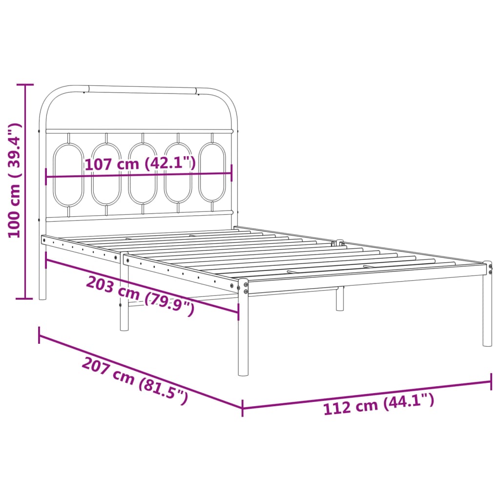 8721102645839_g_en_hd_6 vidaXL Metal Bed Frame without Mattress with Headboard Black 107x203 cm King Single - Image 8