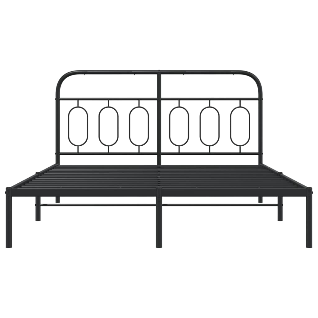 8721102645891_g_en_hd_2 vidaXL Metal Bed Frame without Mattress with Headboard Black 150x200 cm - Image 4