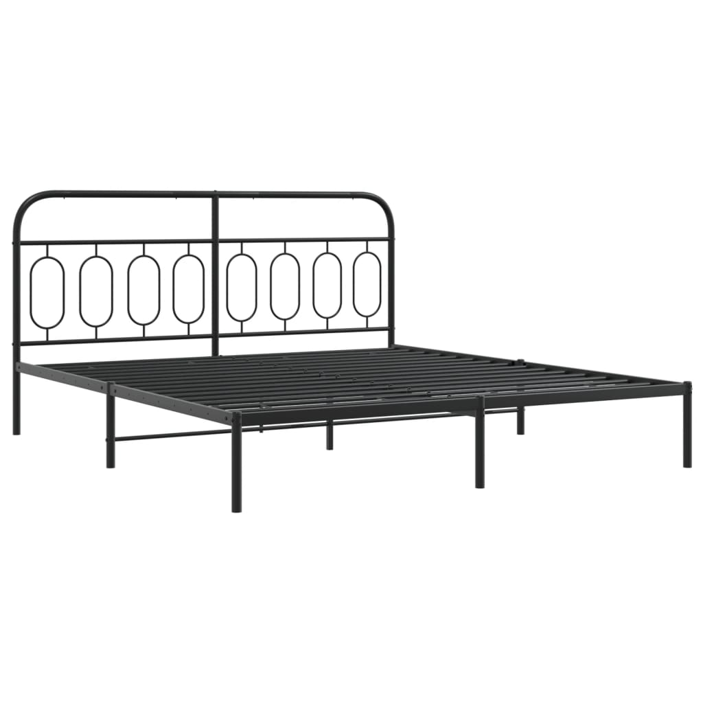 8721102645914_g_en_hd_1 vidaXL Metal Bed Frame without Mattress with Headboard Black 183x203 cm King - Image 3