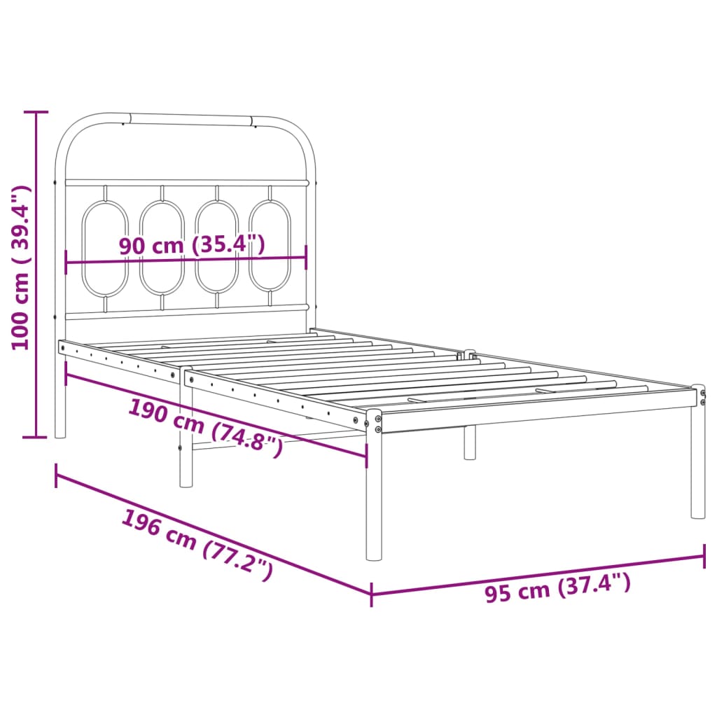 8721102646287_g_en_hd_6 vidaXL Metal Bed Frame without Mattress with Headboard White 90x190 cm - Image 8