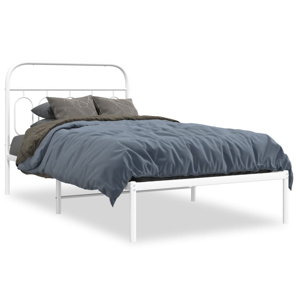 8721102646324_a_en_hd_1 vidaXL Metal Bed Frame without Mattress with Headboard White 107x203 cm King Single - Image 2