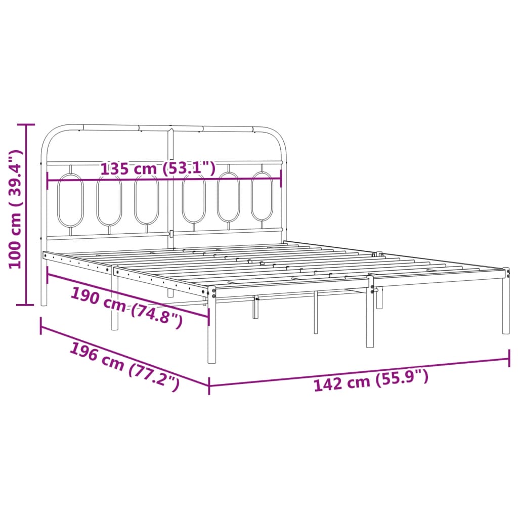 8721102646355_g_en_hd_6 vidaXL Metal Bed Frame without Mattress with Headboard White 135x190 cm - Image 8