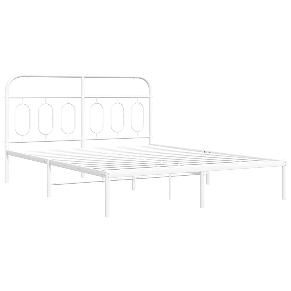 8721102646386_g_en_hd_1 vidaXL Metal Bed Frame without Mattress with Headboard White 150x200 cm - Image 3