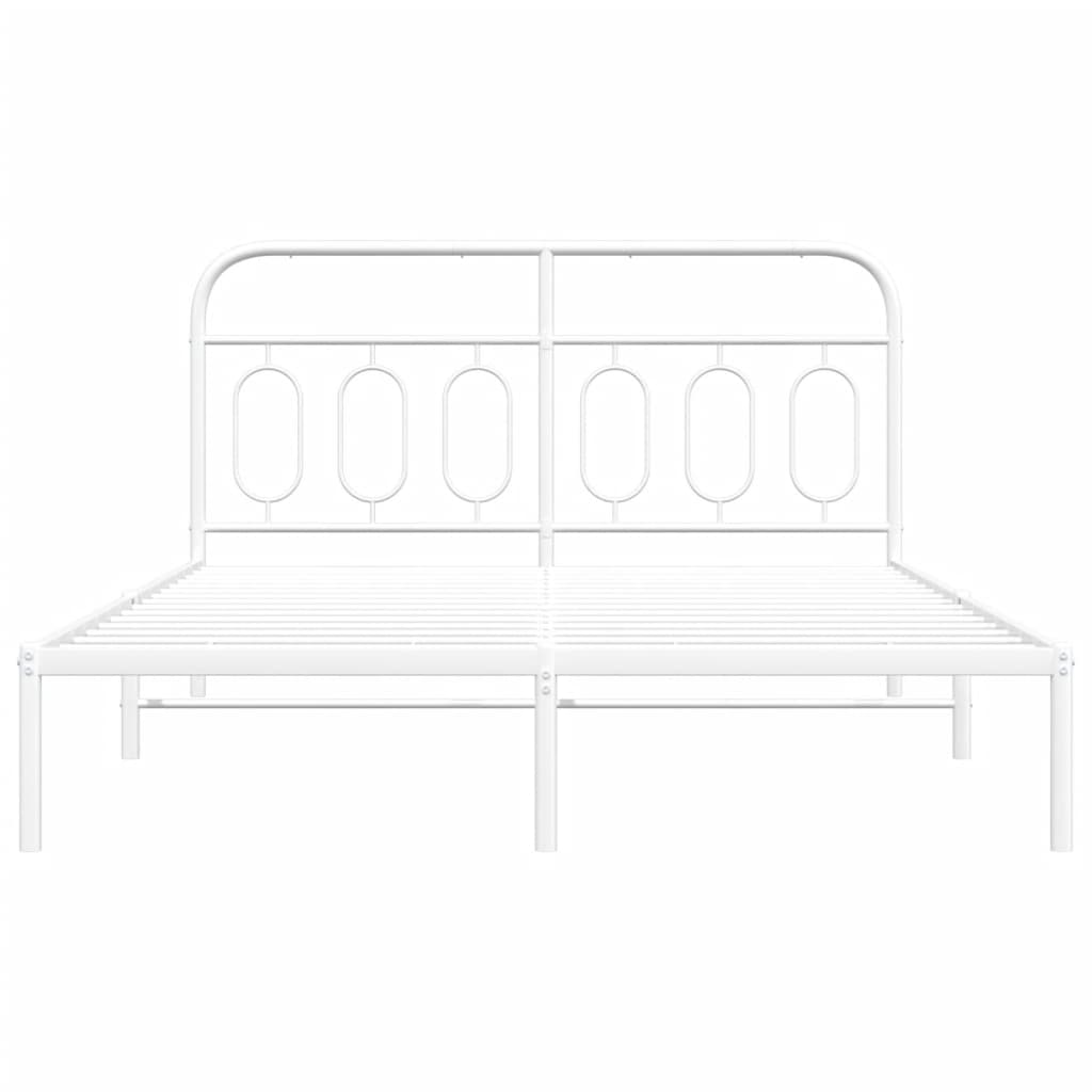 8721102646386_g_en_hd_2 vidaXL Metal Bed Frame without Mattress with Headboard White 150x200 cm - Image 4