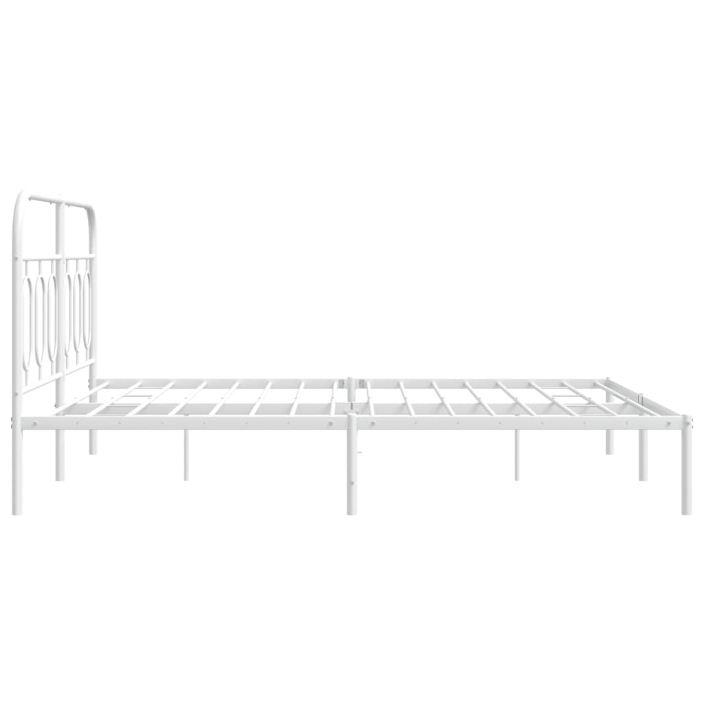 8721102646386_g_en_hd_3 vidaXL Metal Bed Frame without Mattress with Headboard White 150x200 cm - Image 5