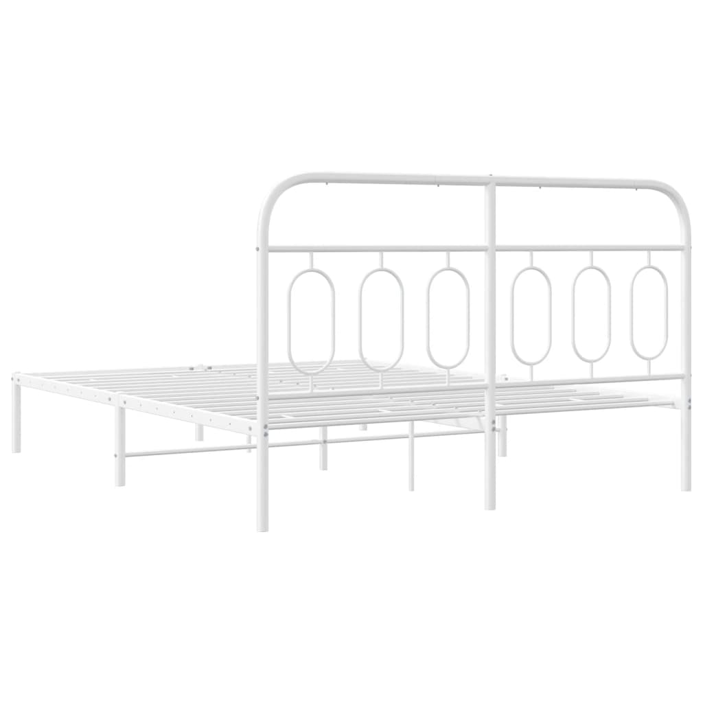 8721102646386_g_en_hd_4 vidaXL Metal Bed Frame without Mattress with Headboard White 150x200 cm - Image 6