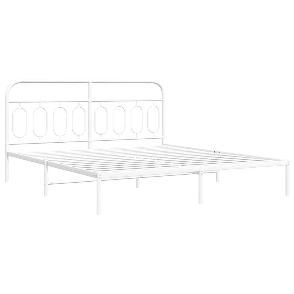 8721102646409_g_en_hd_1 vidaXL Metal Bed Frame without Mattress with Headboard White 183x203 cm King - Image 3