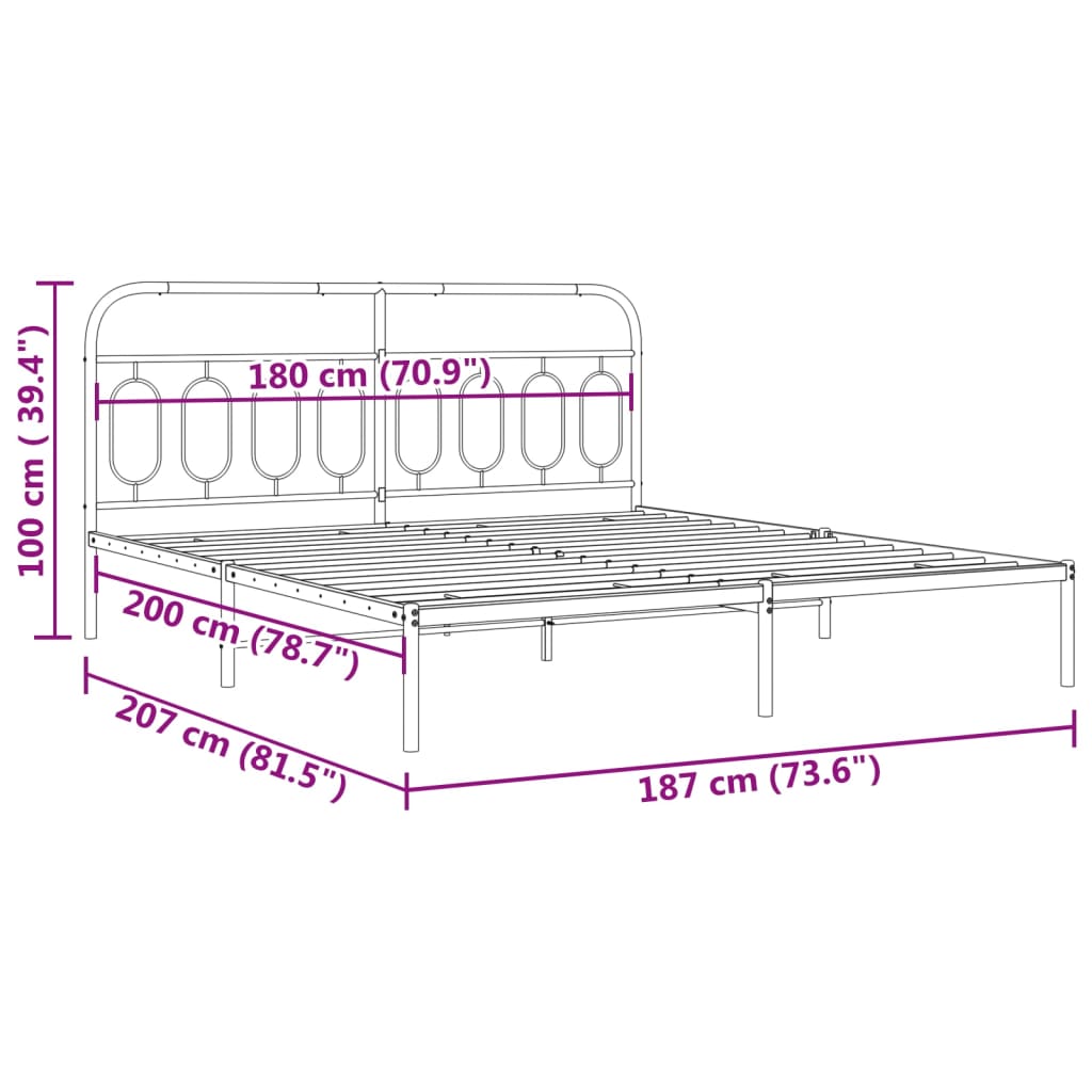 8721102646409_g_en_hd_6 vidaXL Metal Bed Frame without Mattress with Headboard White 183x203 cm King - Image 8