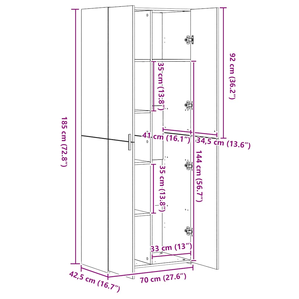 8721102655166_g_en_hd_8 vidaXL Highboard White 70x42.5x185 cm Engineered Wood - Image 11
