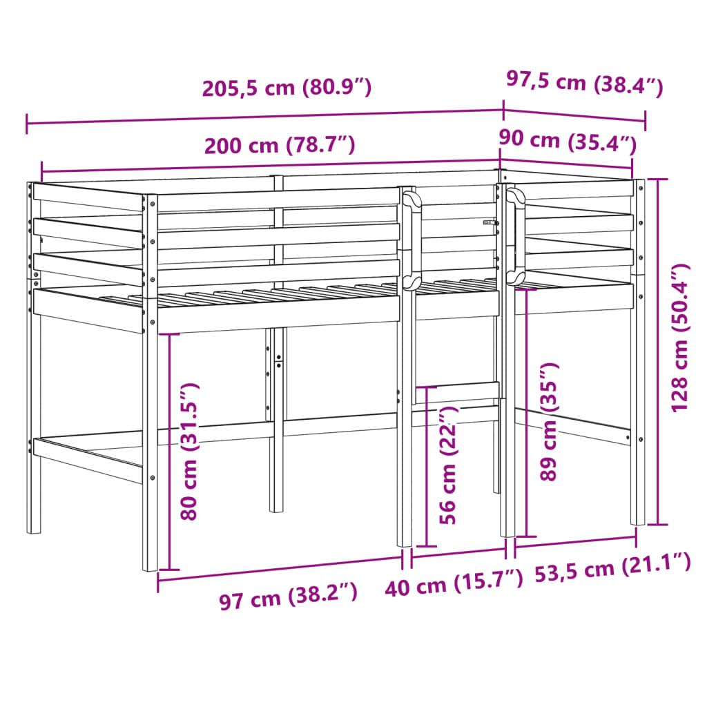 8721102673573_g_en_hd_8 vidaXL Kids' Loft Bed without Mattress 92x187 cm Single Solid Wood Pine - Image 10