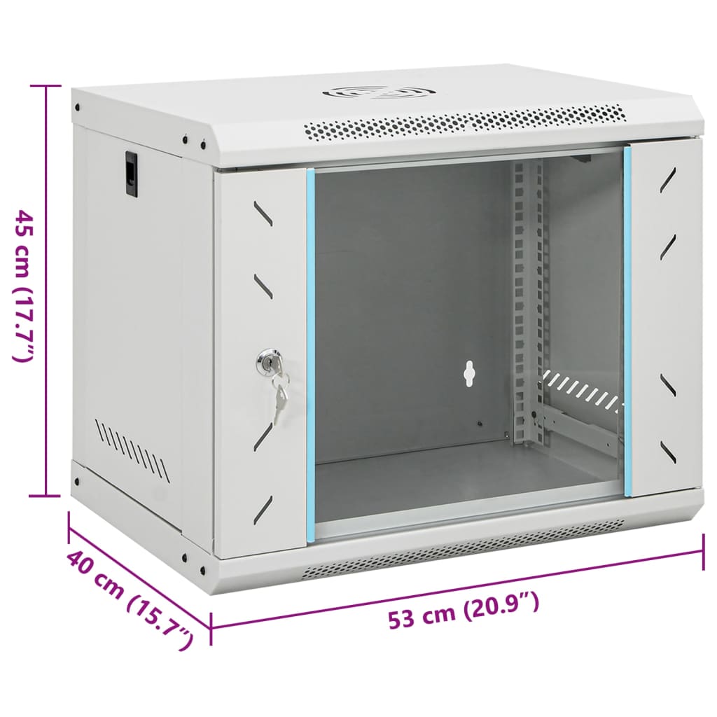 8721102676536_g_en_hd_7 vidaXL 9U Wall Mounted Network Cabinet 19" IP20 53x40x45 cm - Image 8