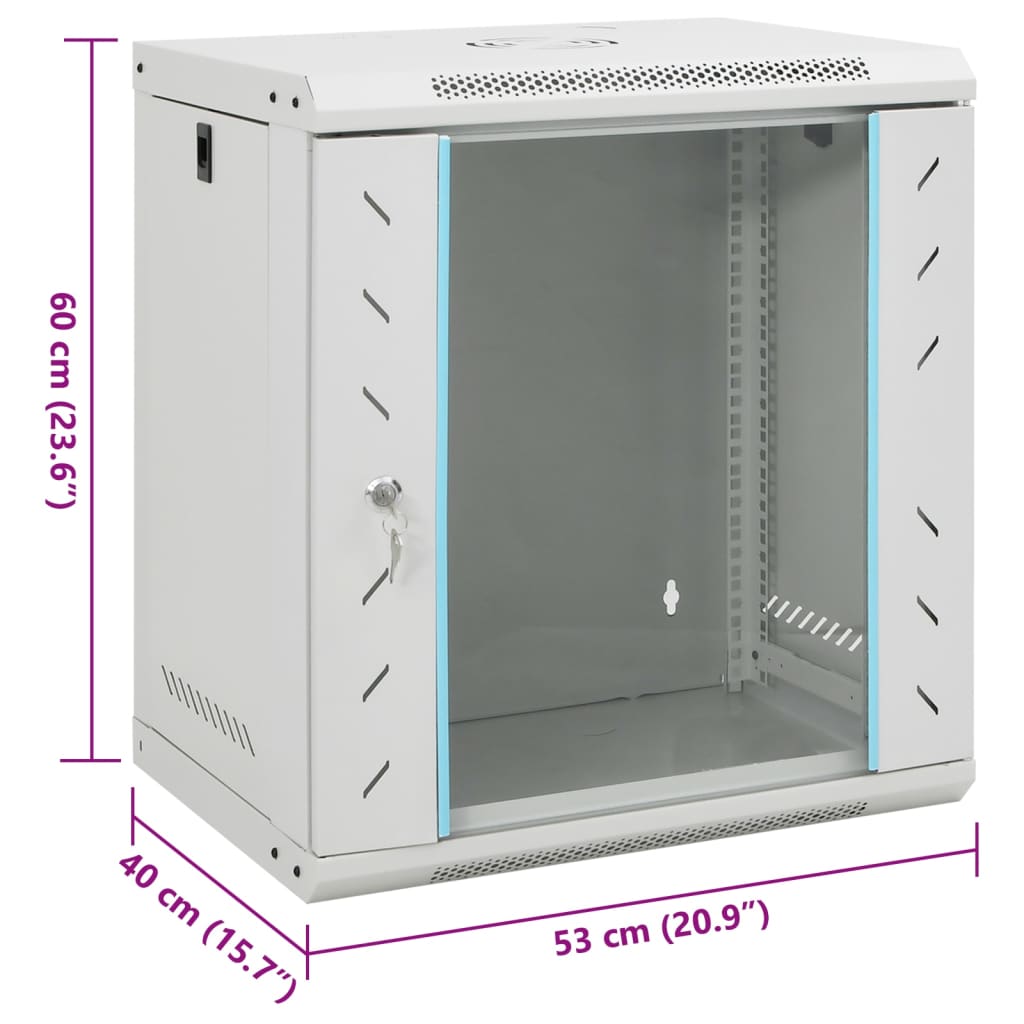 8721102676550_g_en_hd_7 vidaXL 12U Wall Mounted Network Cabinet 19" IP20 53x40x60 cm - Image 8
