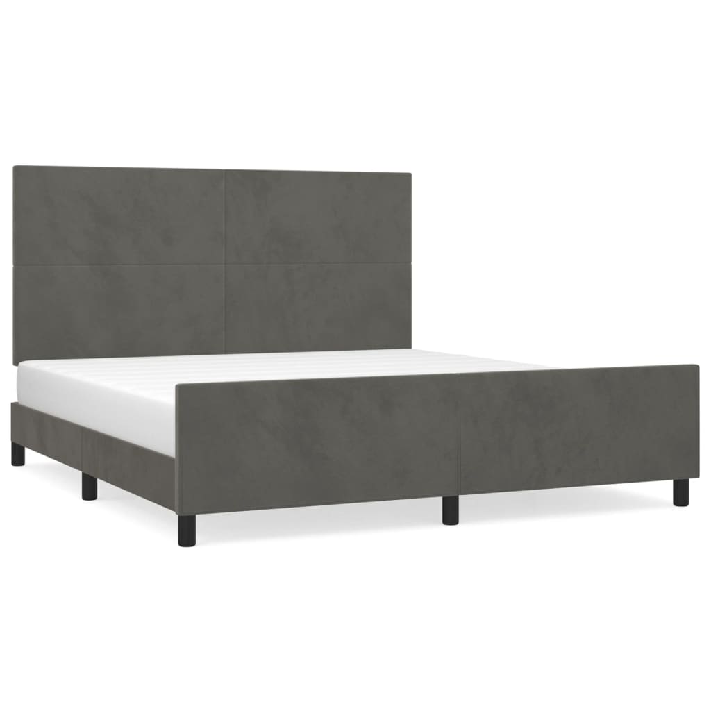 8721102681813_a_en_hd_1 vidaXL Bed Frame without Mattress Dark Grey 152x203 cm Queen Velvet - Image 2