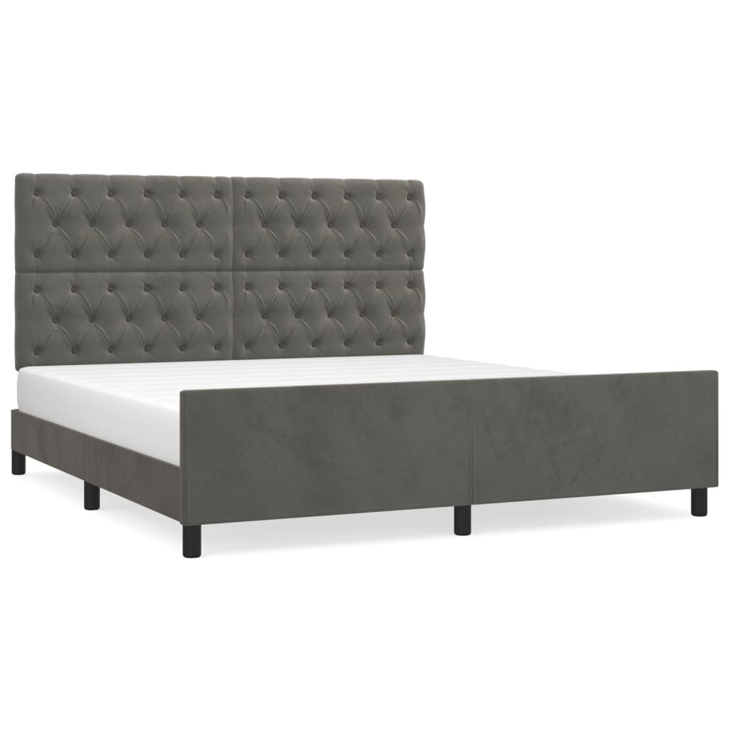 8721102681912_a_en_hd_1 vidaXL Bed Frame without Mattress Dark Grey 152x203 cm Queen Velvet - Image 2