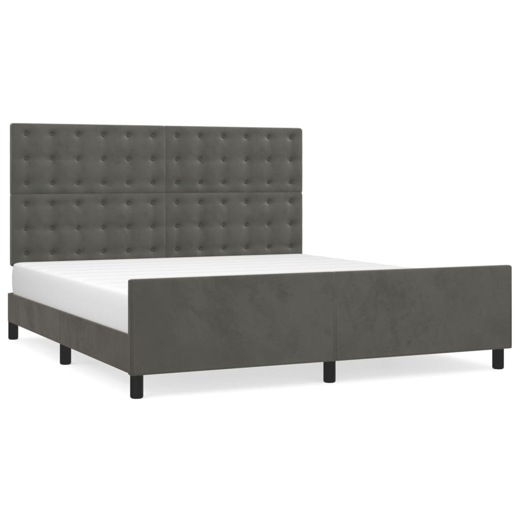 8721102681936_a_en_hd_1 vidaXL Bed Frame without Mattress Dark Grey 152x203 cm Queen Velvet - Image 2