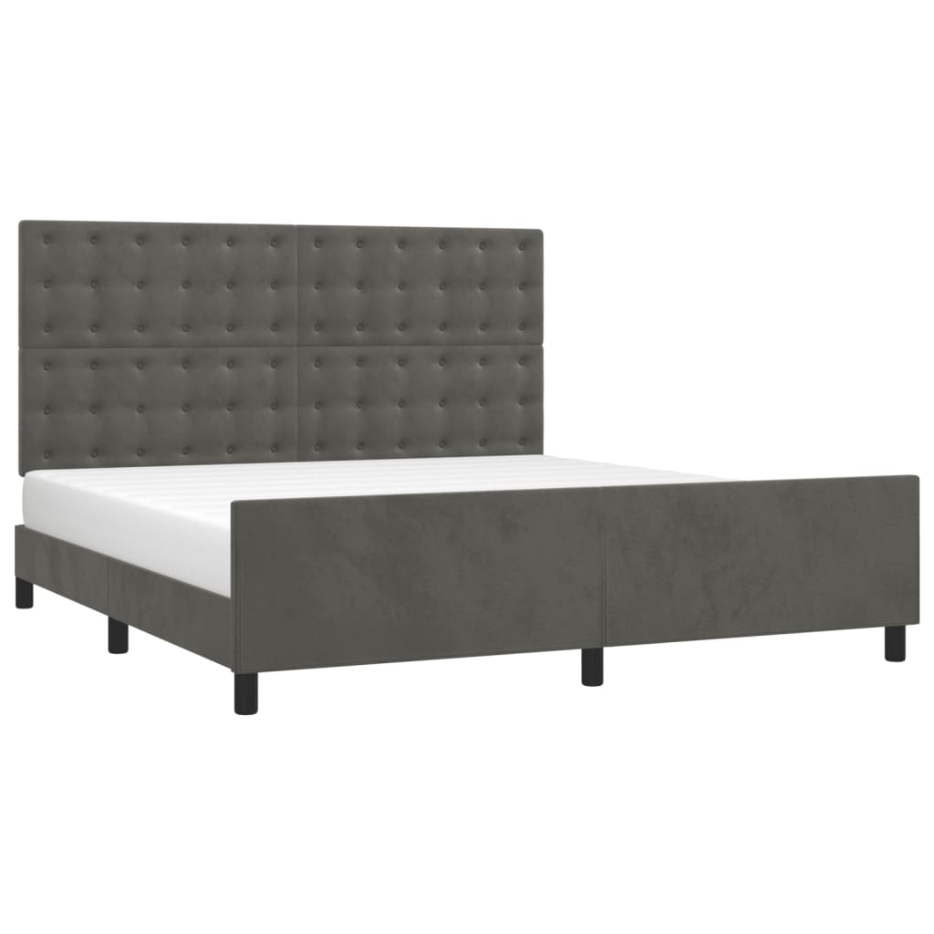 8721102681936_g_en_hd_1 vidaXL Bed Frame without Mattress Dark Grey 152x203 cm Queen Velvet - Image 3