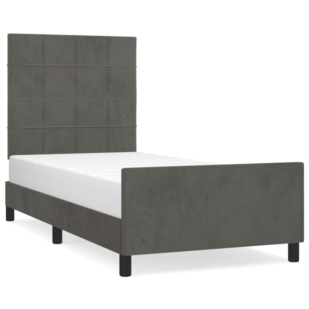 8721102681998_a_en_hd_1 vidaXL Bed Frame without Mattress Dark Grey 107x203 cm King Single Size Velvet - Image 2