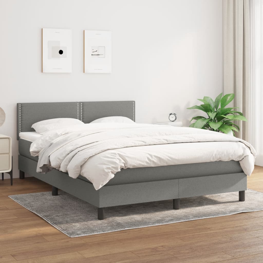 8721102682216_g_en_hd_1 vidaXL Box Spring Bed with Mattress Dark Grey 137x187 cm Double Size Fabric - Image 3