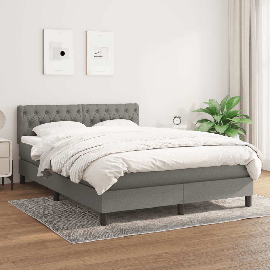 8721102682438_g_en_hd_1 vidaXL Box Spring Bed with Mattress Dark Grey 153x203 cm Queen Size Fabric - Image 3