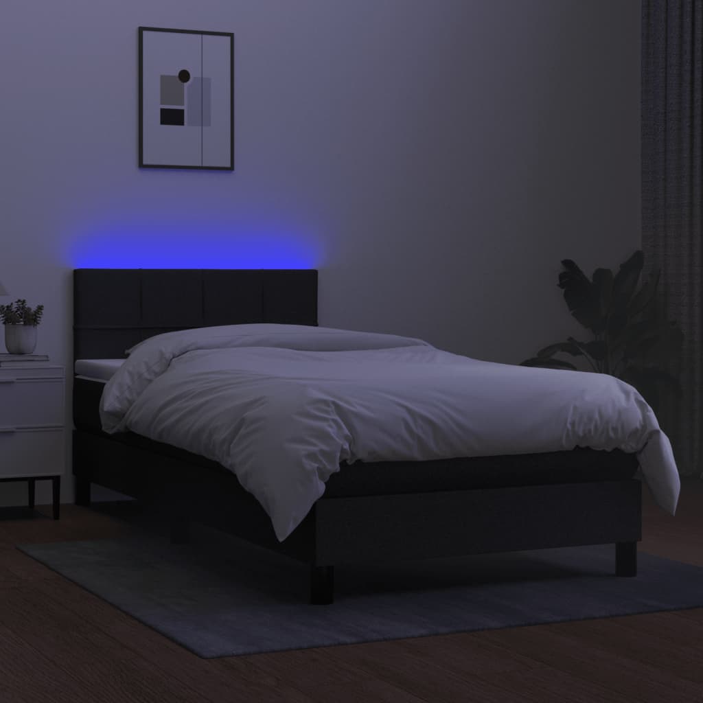 8721102682971_g_en_hd_1 vidaXL Box Spring Bed with Mattress&LED Black 106x203 cm King Single Size Fabric - Image 3