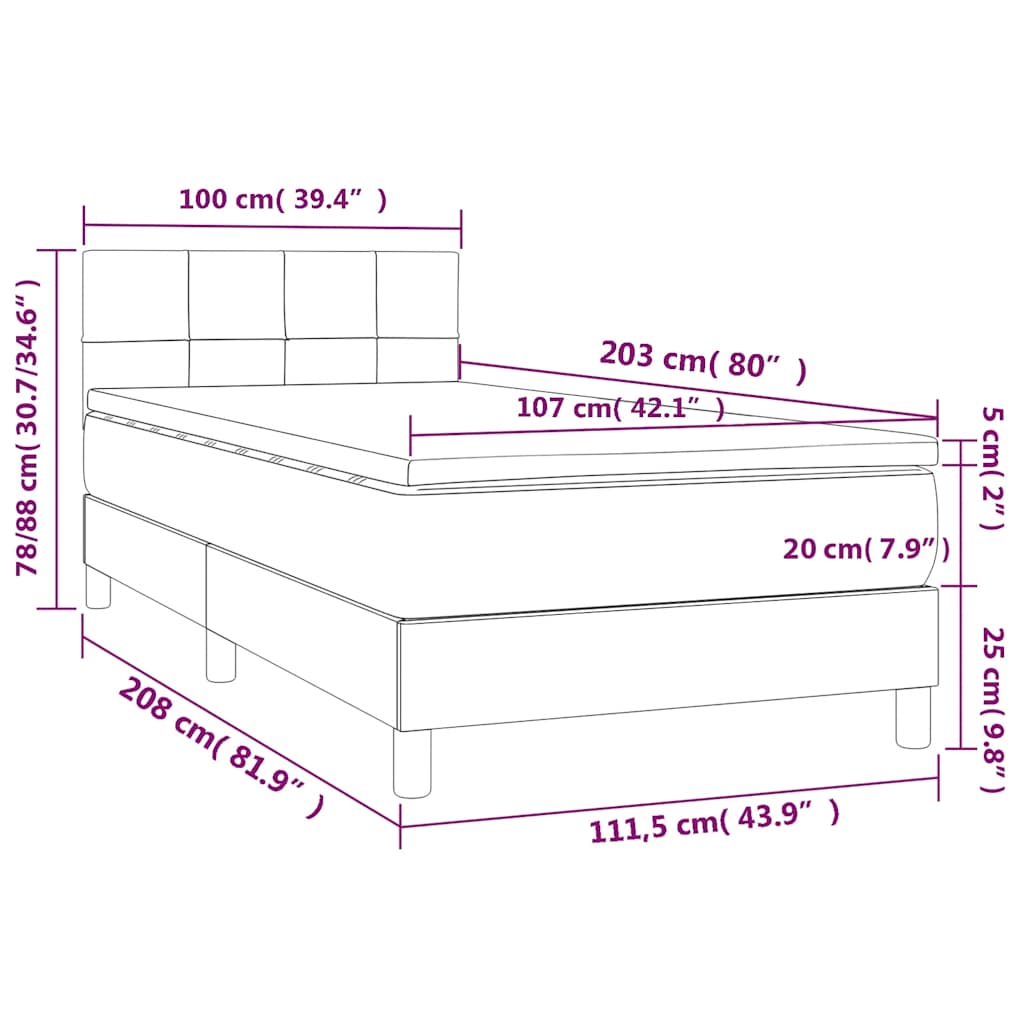 8721102682971_g_en_hd_10 vidaXL Box Spring Bed with Mattress&LED Black 106x203 cm King Single Size Fabric - Image 12