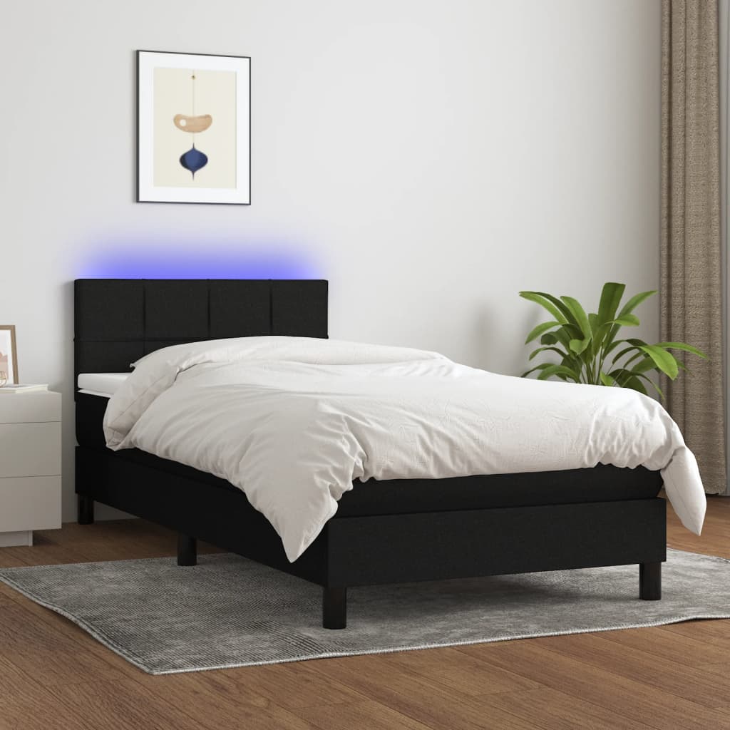 8721102682971_g_en_hd_2 vidaXL Box Spring Bed with Mattress&LED Black 106x203 cm King Single Size Fabric - Image 4