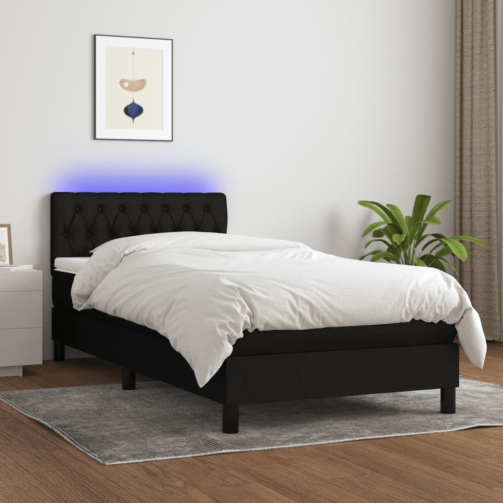 8721102683008_g_en_hd_1 vidaXL Box Spring Bed with Mattress&LED Black 106x203 cm King Single Size Fabric - Image 3