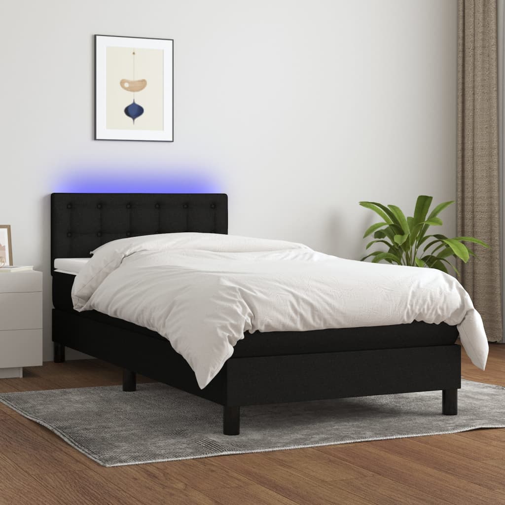 8721102683015_g_en_hd_1 vidaXL Box Spring Bed with Mattress&LED Black 106x203 cm King Single Size Fabric - Image 3