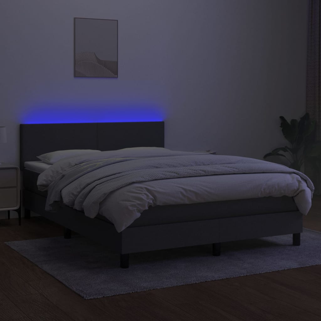 8721102683022_g_en_hd_2 vidaXL Box Spring Bed with Mattress&LED Dark Grey 137x187 cm Double Size Fabric - Image 4