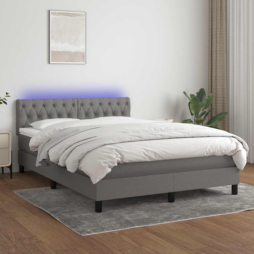8721102683121_g_en_hd_2 vidaXL Box Spring Bed with Mattress&LED Dark Grey 137x187 cm Double Size Fabric - Image 4