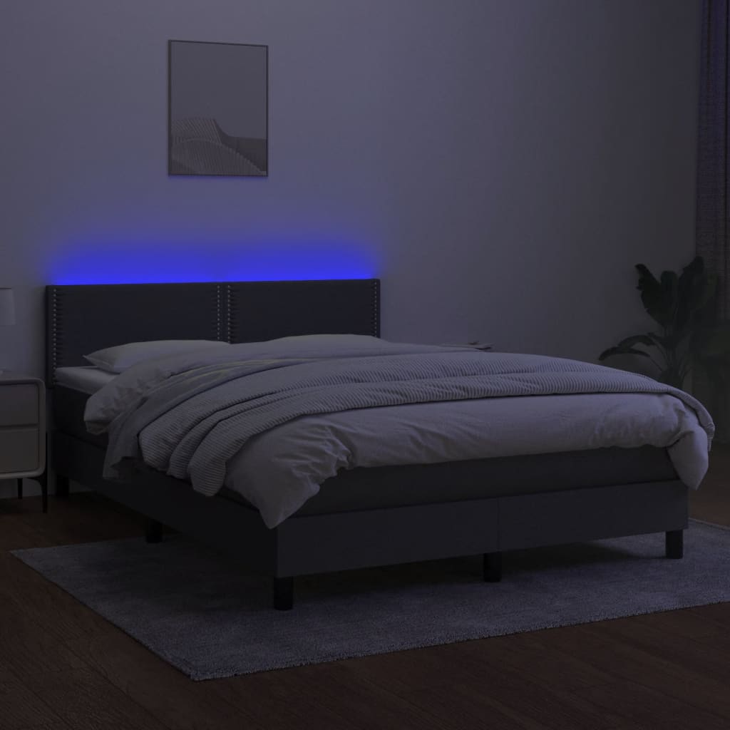 8721102683183_g_en_hd_2 vidaXL Box Spring Bed with Mattress&LED Dark Grey 153x203 cm Queen Size Fabric - Image 4