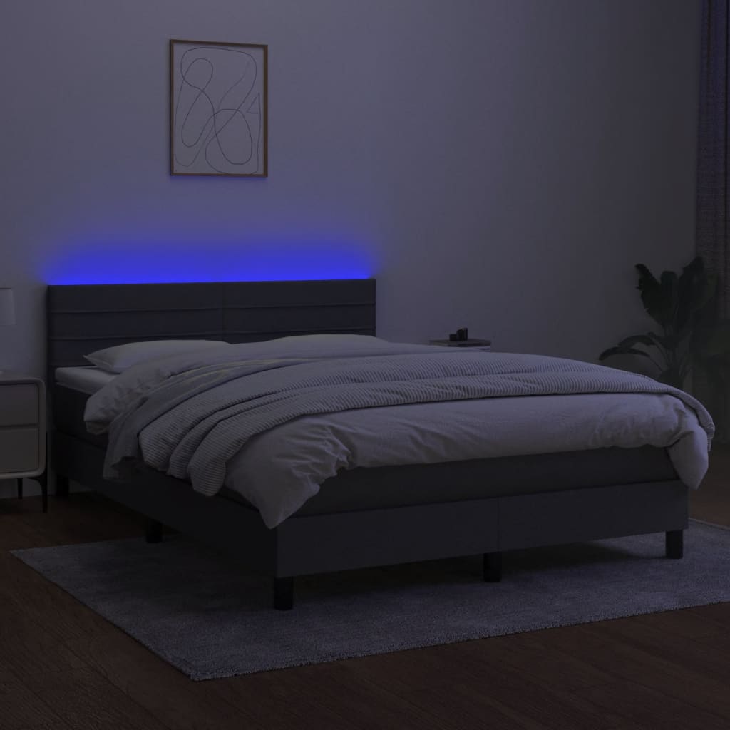8721102683220_g_en_hd_2 vidaXL Box Spring Bed with Mattress&LED Dark Grey 153x203 cm Queen Size Fabric - Image 4