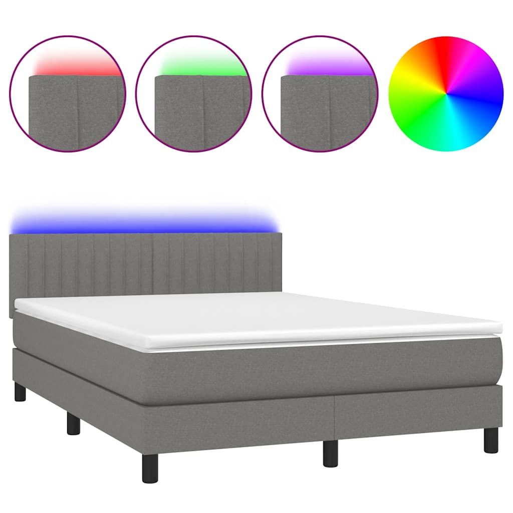 8721102683244_a_en_hd_1 vidaXL Box Spring Bed with Mattress&LED Dark Grey 153x203 cm Queen Size Fabric - Image 2