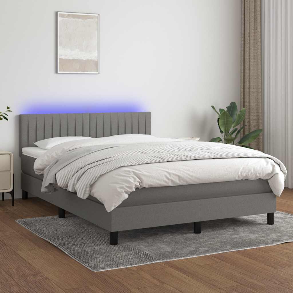 8721102683244_g_en_hd_2 vidaXL Box Spring Bed with Mattress&LED Dark Grey 153x203 cm Queen Size Fabric - Image 4