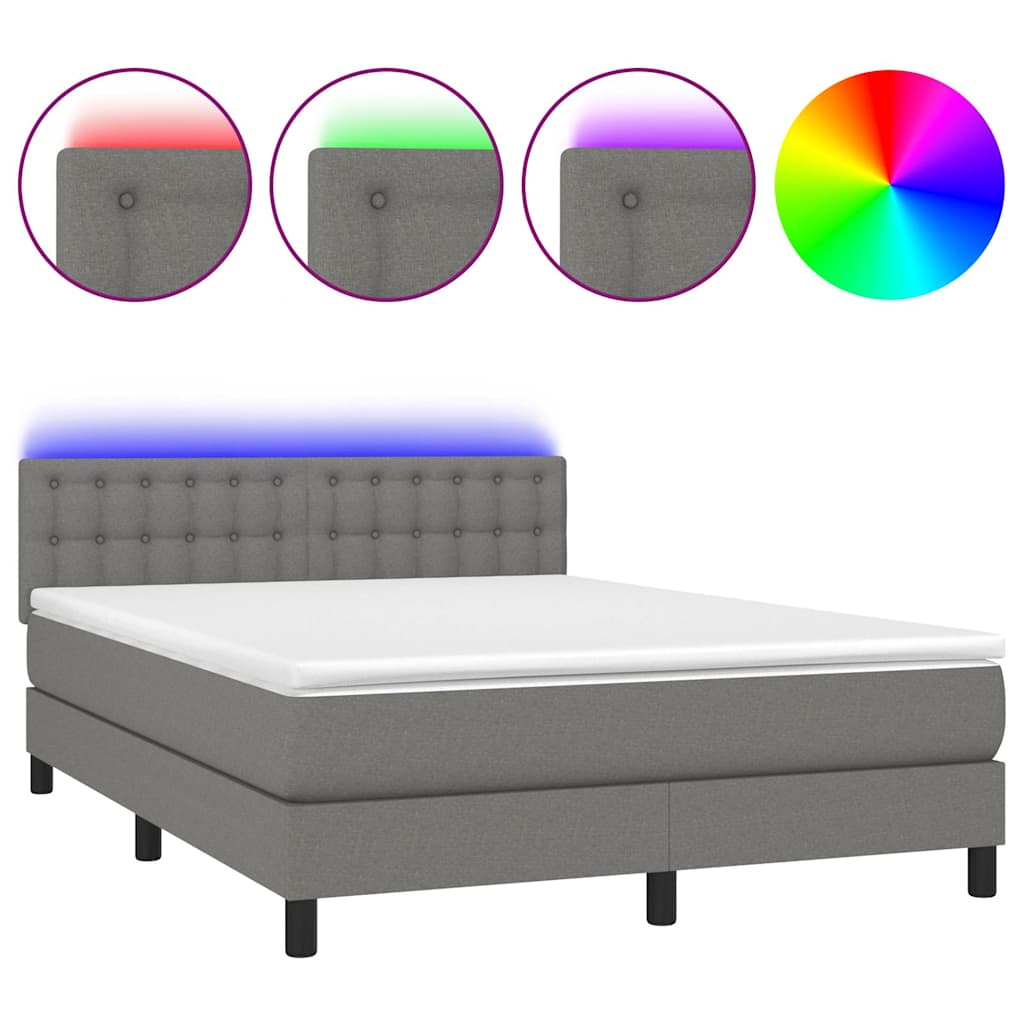 8721102683282_a_en_hd_1 vidaXL Box Spring Bed with Mattress&LED Dark Grey 153x203 cm Queen Size Fabric - Image 2