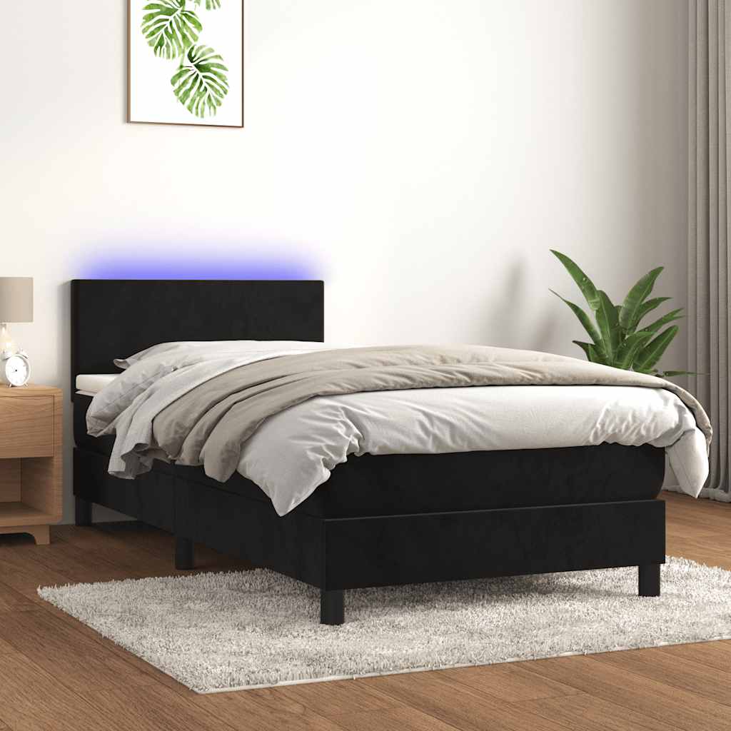 8721102683657_g_en_hd_1 vidaXL Box Spring Bed with Mattress&LED Black 106x203 cm King Single Size Velvet - Image 3