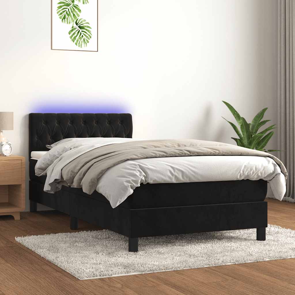 8721102683756_g_en_hd_1 vidaXL Box Spring Bed with Mattress&LED Black 106x203 cm King Single Size Velvet - Image 3
