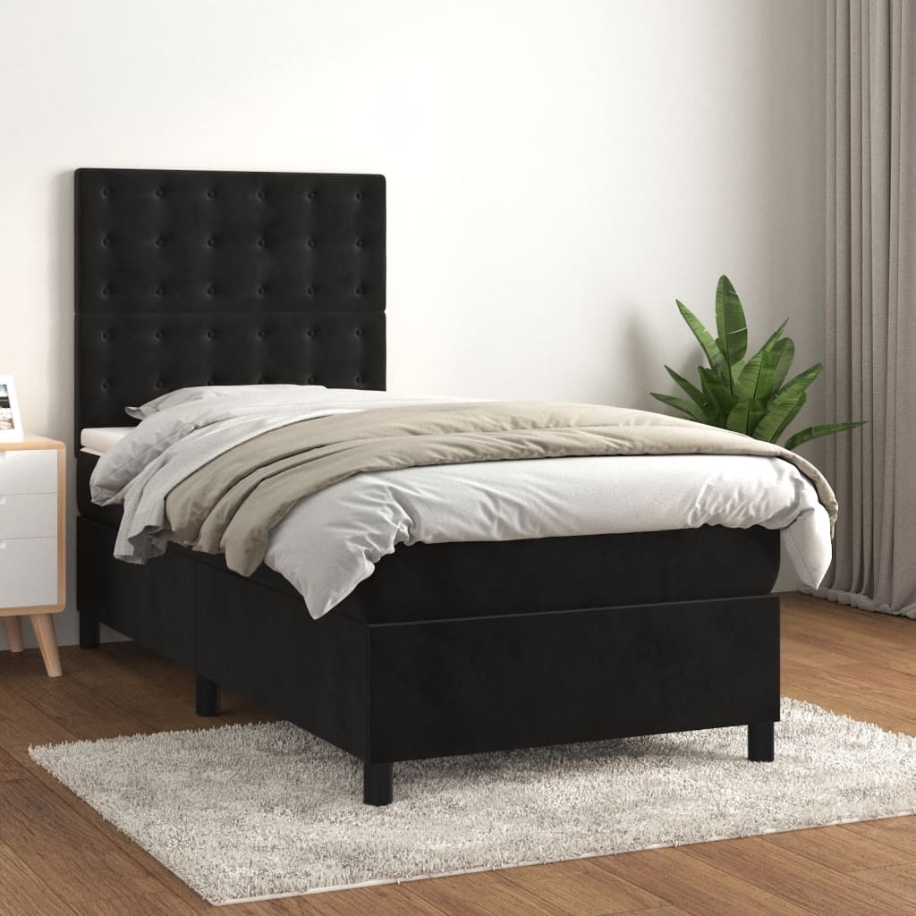 8721102685224_g_en_hd_1 vidaXL Box Spring Bed with Mattress Black 106x203 cm King Single Size Velvet - Image 3
