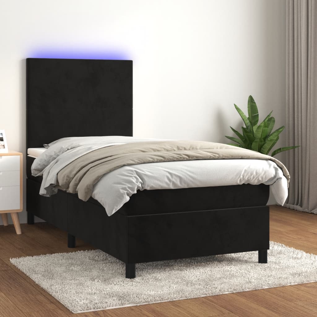 8721102685378_g_en_hd_1 vidaXL Box Spring Bed with Mattress&LED Black 106x203 cm King Single Size Velvet - Image 3