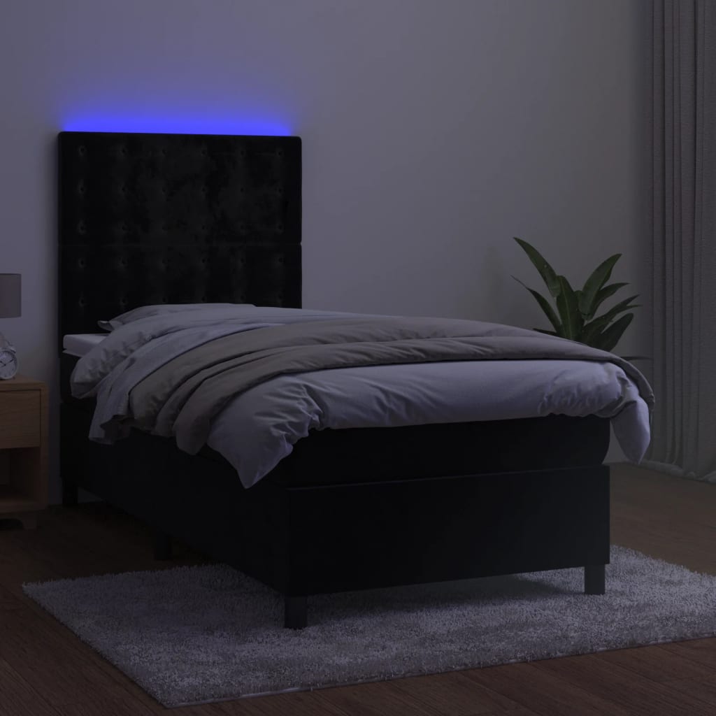 8721102685439_g_en_hd_2 vidaXL Box Spring Bed with Mattress&LED Black 106x203 cm King Single Size Velvet - Image 4