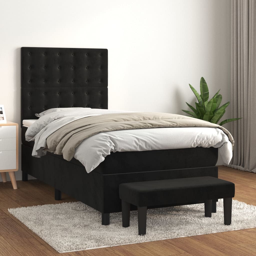 8721102685644_g_en_hd_1 vidaXL Box Spring Bed with Mattress Black 106x203 cm King Single Size Velvet - Image 3