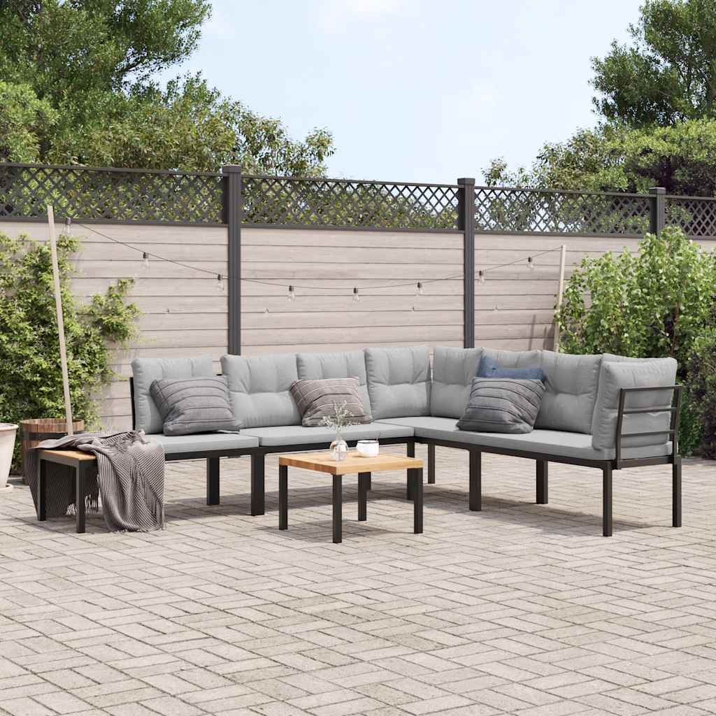 8721102686269_m_en_hd_1 vidaXL Garden Bench Set with Cushions 5 pcs Black Powder-coated Steel - Image 1