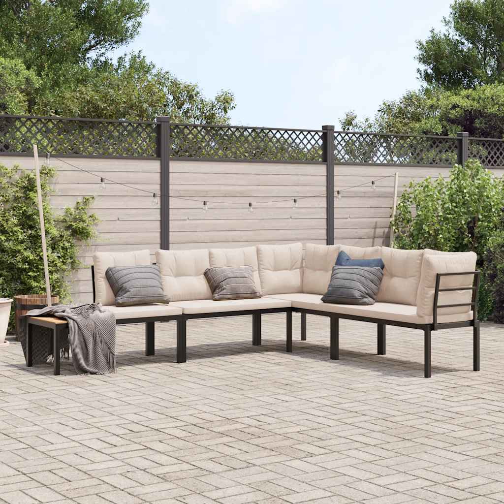 8721102686276_m_en_hd_1 vidaXL Garden Bench Set with Cushions 4 pcs Black Powder-coated Steel - Image 1